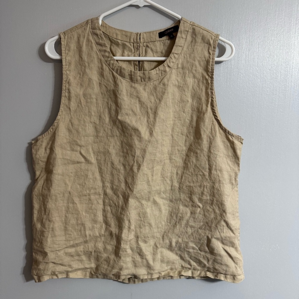 Quince Beige Linen Tank Top Size Large